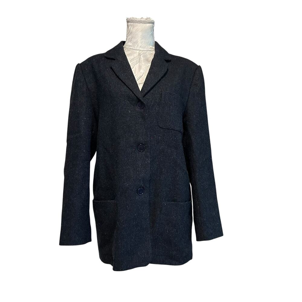 Sandro Vintage 90s Dark Gray Wool Blazer Sz L